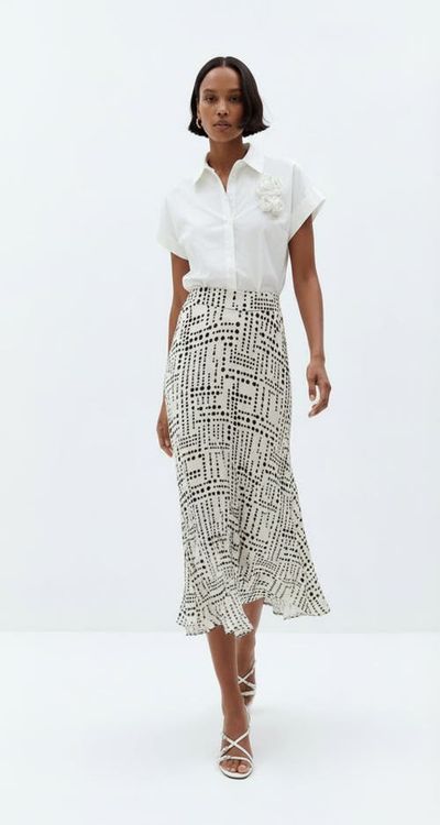 Exquise Exquise Ezra A Line Patterned Midi Skirt