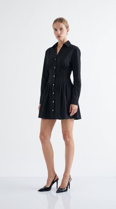 Exquise Exquise Fitted Mini Dress With Metal Buttons