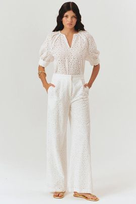 Exquise Exquise Gabriela Broderie Anglaise Fabric Pants