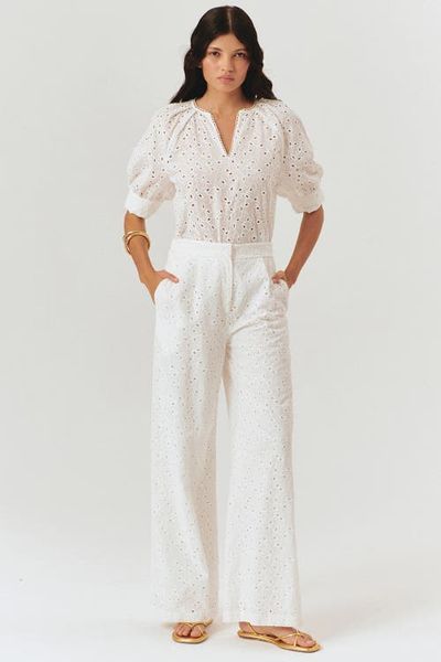 Exquise Exquise Gabriela Broderie Anglaise Fabric Pants