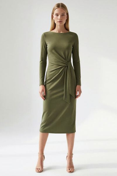 Exquise Exquise Gascon Crew Neck Long Sleeve Knit Midi Dress