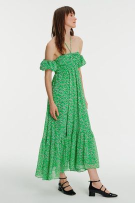 Exquise Exquise Halter Neck Floral Chiffon Midi Dress