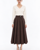 Exquise Exquise High Waist Pleated Midi Skirt With Buckle Belt - 1