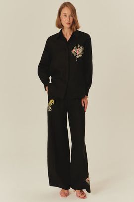 Exquise Exquise High Waist Wide Leg Linen Salem Trousers