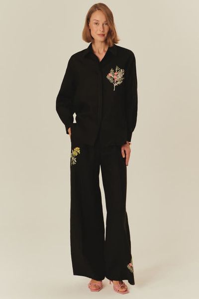 Exquise Exquise High Waist Wide Leg Linen Salem Trousers
