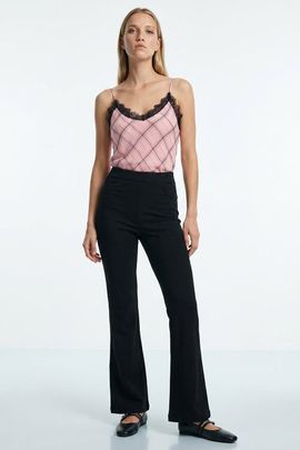 Exquise Exquise High Waisted Flared Knit Trousers