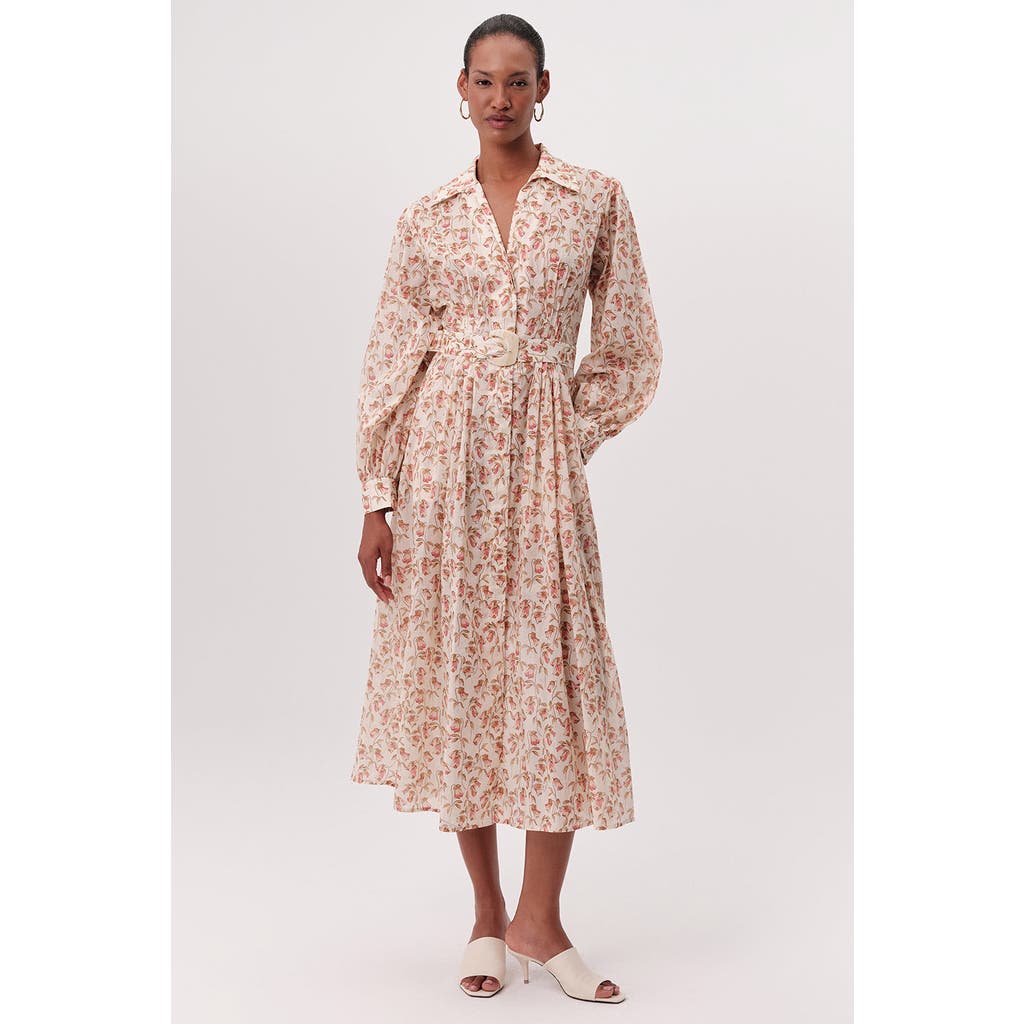Exquise Exquise Katie Fitted Waist Floral Midi Shirt Dress