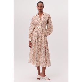 Exquise Exquise Katie Fitted Waist Floral Midi Shirt Dress