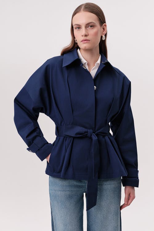 Exquise Exquise Kelly Notched Collar Pleated Belted Trench Coat