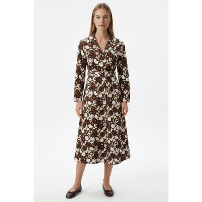 Exquise Exquise Long Sleeve Fitted Button-Front Maxi Dress