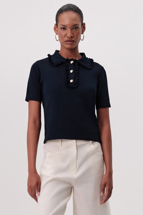 Exquise Exquise Parker Ruffle Collar Short Sleeve Knit Blouse