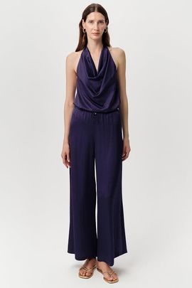 Exquise Exquise Queen Drawstring Waist Wide Leg Satin Pants