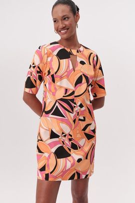 Exquise Exquise Short Sleeve Cut Out Mini Printed Dress