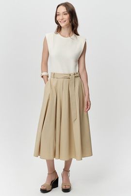 Exquise Exquise Sidney Crew Neck Pocket Belted Midi Dress