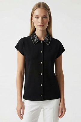 Exquise Exquise Sleeveless Regular Fit Knit Embroidered Shirt