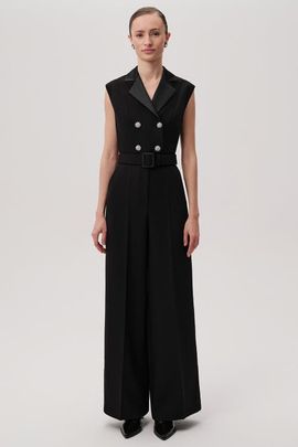 Exquise Exquise Sleeveless Shirt Collar Jumpsuit