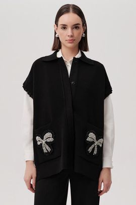 Exquise Exquise Stone Pocket Detail Collar Knit Vest