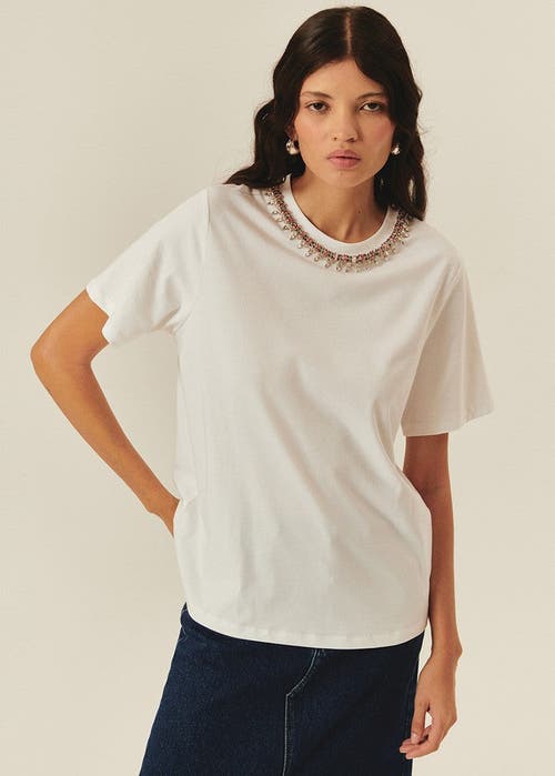 Exquise Exquise Sunny Crystal Embellished Crew Neck Knit T