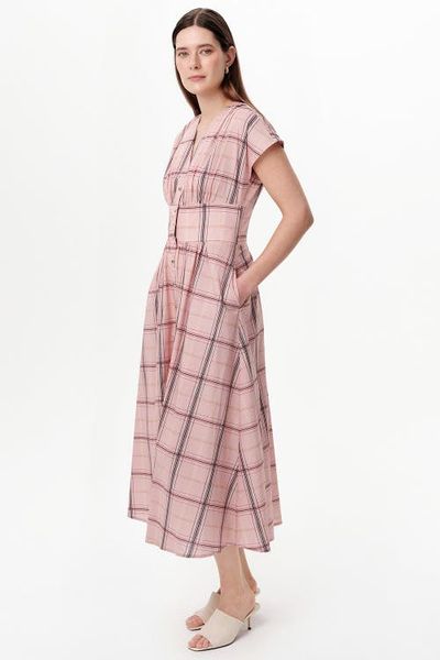 Exquise Exquise V Neck Sleeveless Midi Dress With Shirred Waist