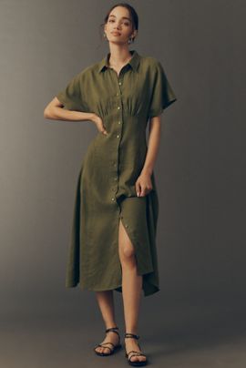 Exquise - The Tobie Long-Sleeve Corduroy Mini Shirt Dress by
