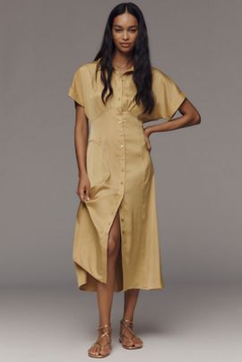 Exquise - The Tobie Long-Sleeve Corduroy Mini Shirt Dress by