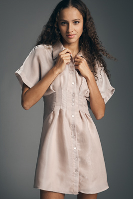 organza skater shirt dress CELINE - Skater Mini Dress In Wool Organza - Noir / Creme - Size : 38