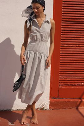 Exquise Tobie Drop-Waist Midi Shirt Dress by Exquise