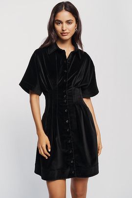 Exquise Tobie Velvet Mini Shirtdress