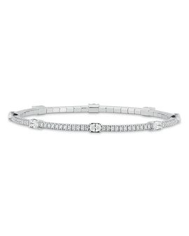 Extensible Extensible 18K White Gold Oval Diamond Station Stretch Tennis Bracelet