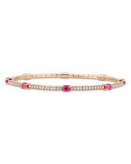 Extensible Extensible Oval Ruby & Diamond Stretch Tennis Bracelet