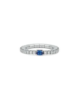 Extensible Roberto Demeglio 18K White Gold Extensible by Demeglio Blue Sapphire & Diamond Stretch Band
