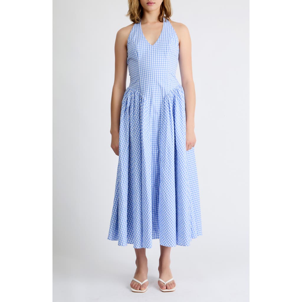 Extro & Vert Extro & Vert Elodie Gingham Halter Midi Dress