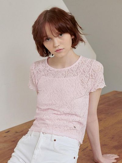 EYEYE Flower Lace Top Set_Pink
