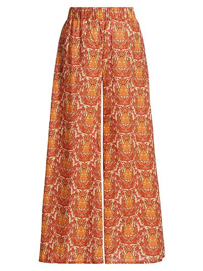 Eywasouls Malibu Women's Pearl Damask Cotton Wide-Leg Pants
