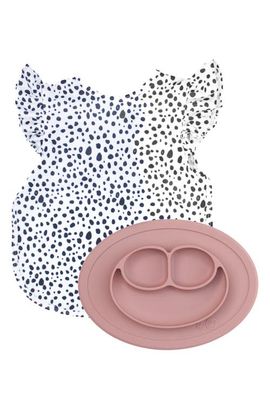 ezpz ezpz x BapronBaby Blush Dot Flutter Bapron & Mini Mat Bundle 