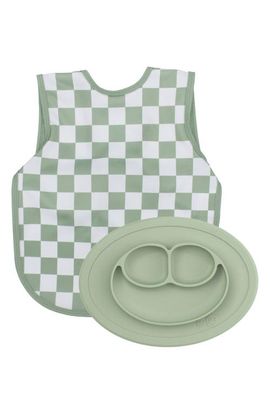 ezpz ezpz x BapronBaby Sage Checkerboard Bapron & Mini Mat Bundle 