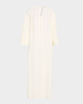 FABIANA FILIPPI Embroidered Viscose-Linen Tunic Midi Dress