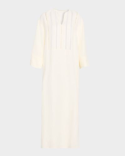 FABIANA FILIPPI Embroidered Viscose-Linen Tunic Midi Dress