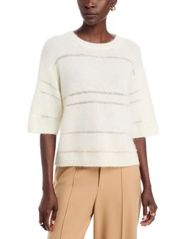 Fabiana Filippi Fabiana Filippi Mohair Platinum Short Sleeve Sweater with Sequin Stripe