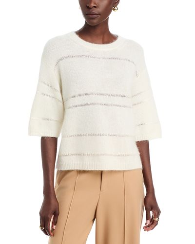 Fabiana Filippi Fabiana Filippi Mohair Platinum Short Sleeve Sweater with Sequin Stripe