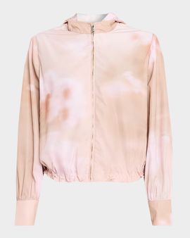 FABIANA FILIPPI Hooded Dappled-Print Taffeta Jacket