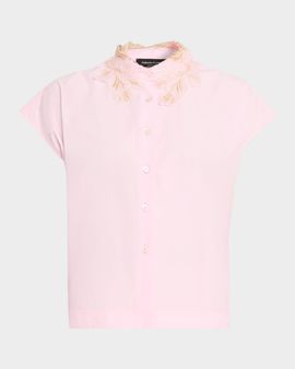 FABIANA FILIPPI Lace-Trim Cotton Poplin Shirt