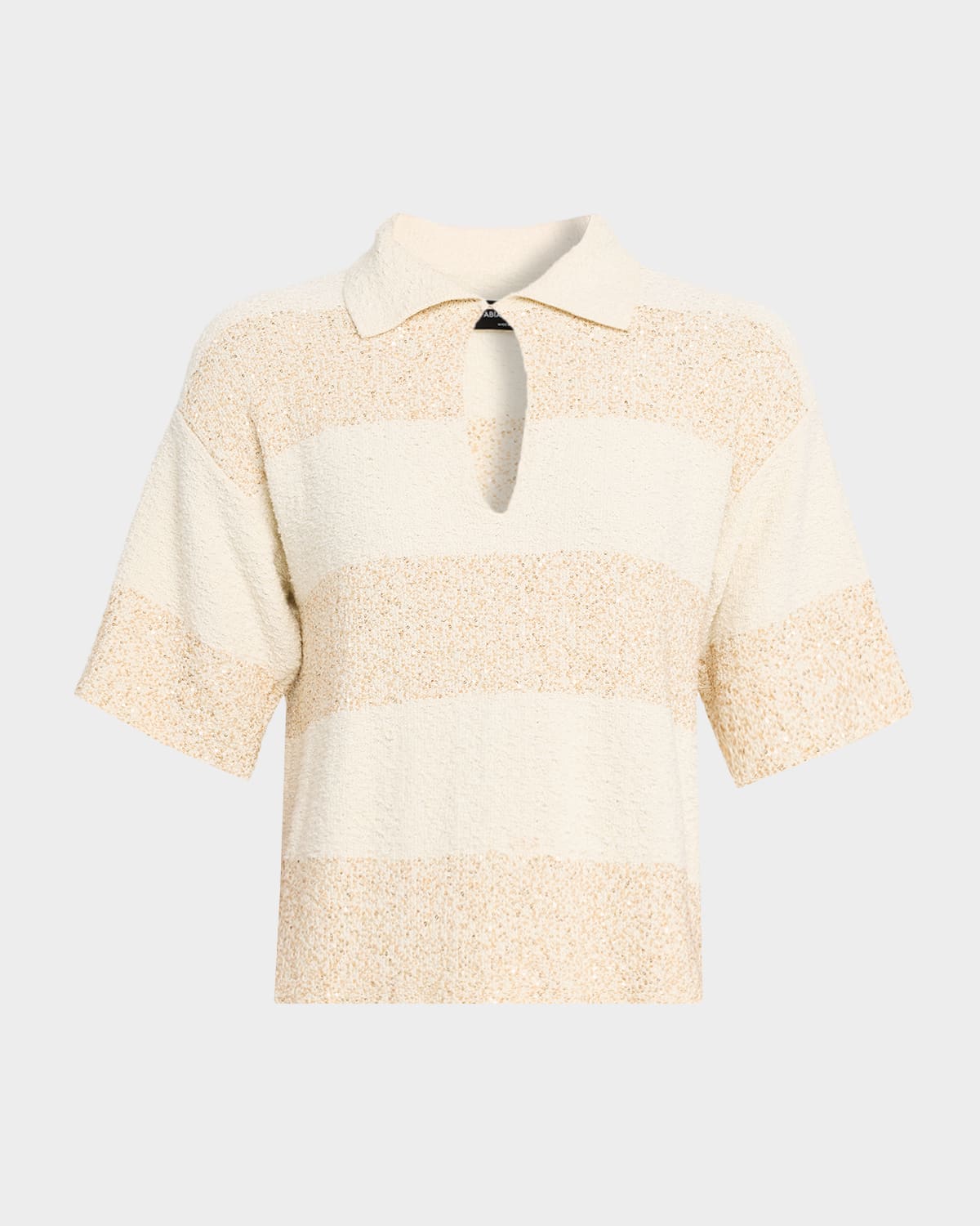 FABIANA FILIPPI Sequin Striped Boucle-Knit Polo Shirt