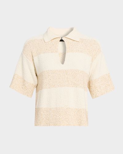 FABIANA FILIPPI Sequin Striped Boucle-Knit Polo Shirt