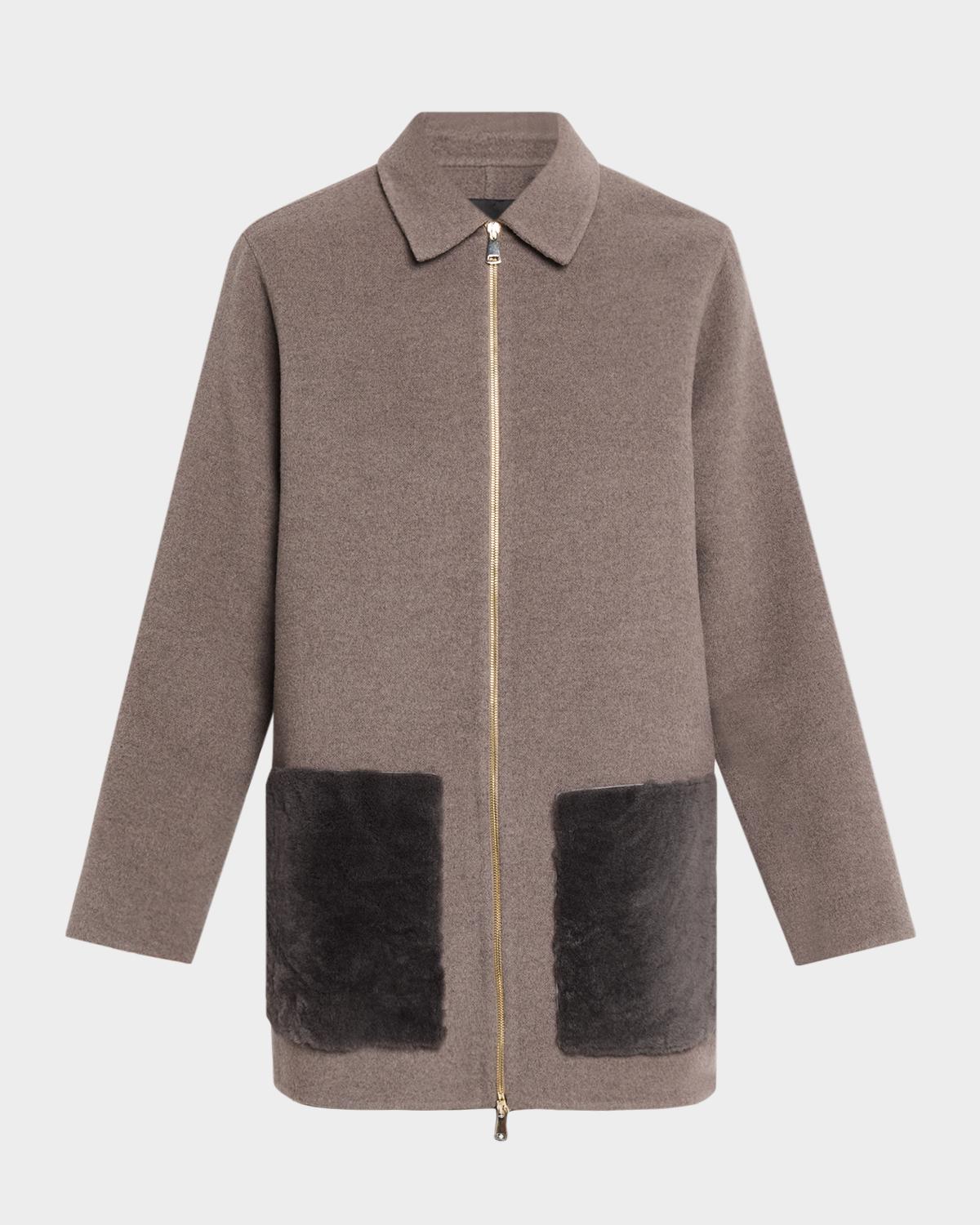Fabiana Filippi Shearling Patch Pocket Wool-Cashmere Coat