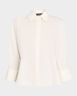 FABIANA FILIPPI Sheer Inset Stretch Wool-Blend Shirt
