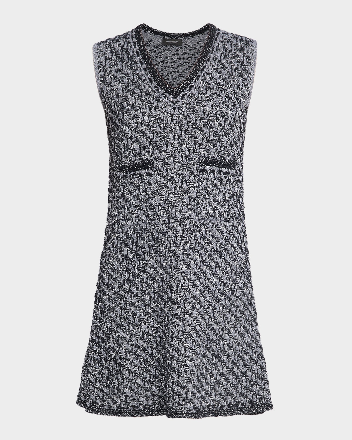 FABIANA FILIPPI Sleeveless Sequin Tweed Mini Shift Dress