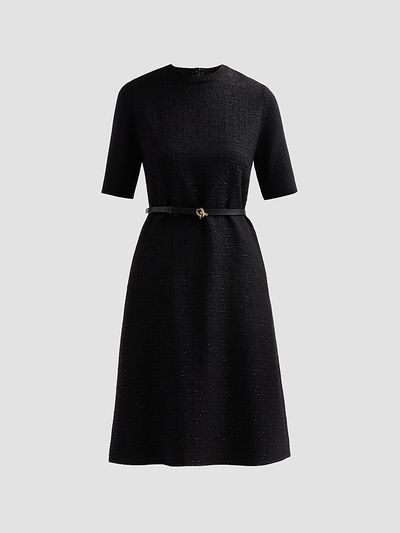 Fabiana Filippi Women's Sequined Virgin Wool-Blend Belted Knee-Length Dress