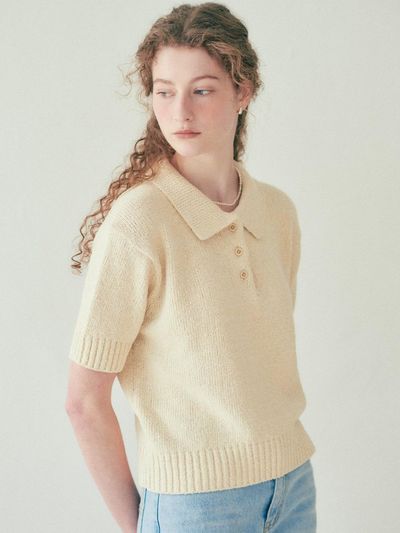 Fabricology Collar Short Sleeve Knit