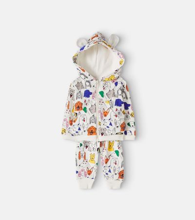 Fabula Fábula Baby printed cotton-blend hoodie and pants set